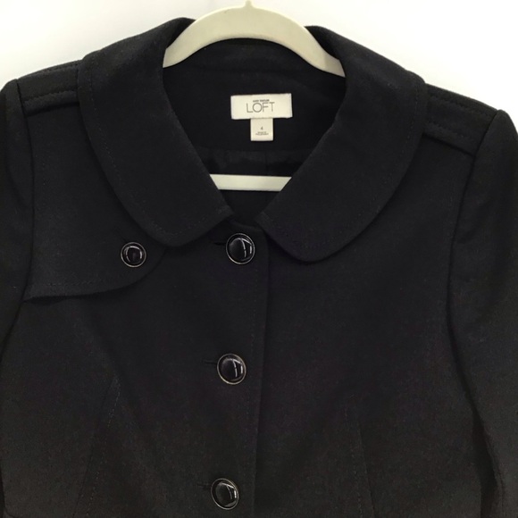 Ann Taylor Loft Pea Coat Jacket Tailored Black Career Business Casual Size 4 - Picture 3 of 9